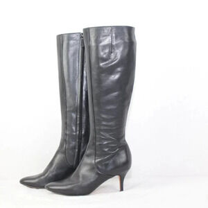 Cole Haan Black Leather Knee High Heeled Boots Size 6.5B